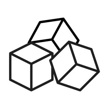 Cube icon, cuboid shape vector element for preschool, kindergarten Stock Illustration