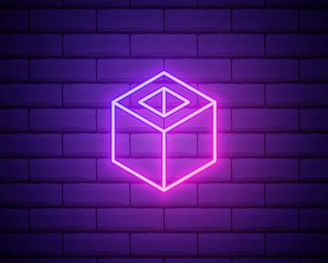 Cube icon. Elements of Web in neon style icons. Simple icon for websites, web Stock Illustration