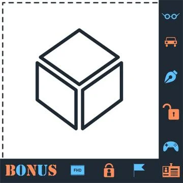 Cube icon flat Stock Illustration