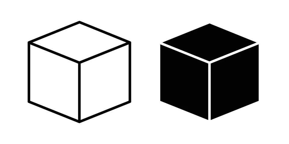 Cube icon illustration. Pixel perfect vector graphics Stock Illustration