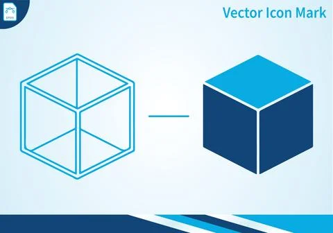 Cube icon outline and solid graphic. Ilustración de archivo