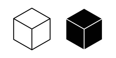 Cube icon. Style is flat and line symbol Stock Illustration