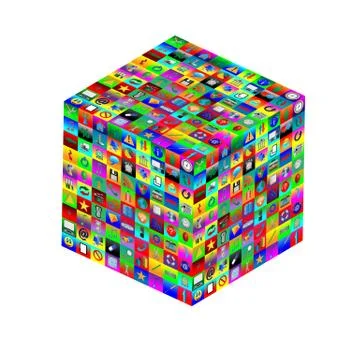 Cube with icons Ilustración de archivo