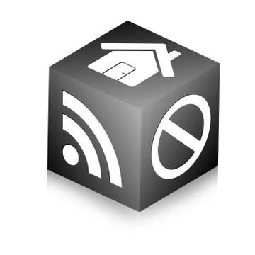 Cube with icons Ilustración de archivo