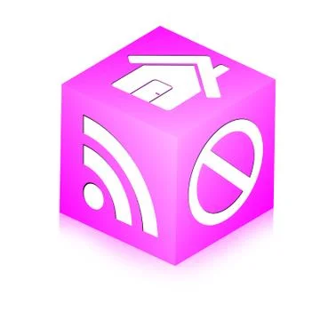 Cube with icons Ilustración de archivo