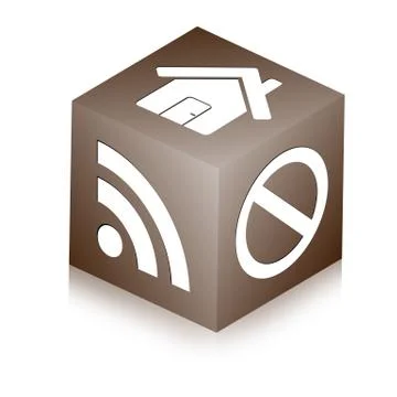 Cube with icons Ilustración de archivo