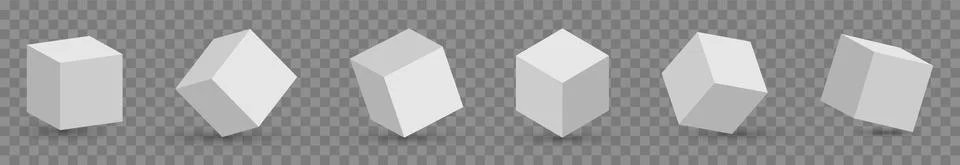Cube icons set. 3d cube model with shadow Stock Illustration