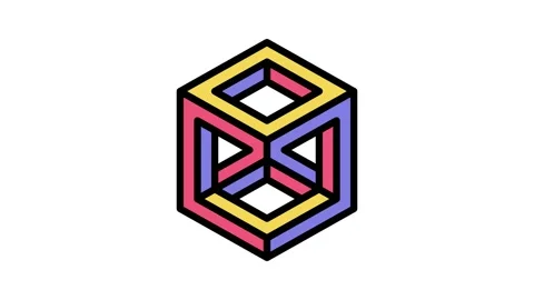 Cube impossible geometric shape color icon animation Stock Footage 225033819