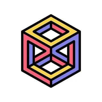 Cube impossible geometric shape color icon vector illustration 스톡 일러스트