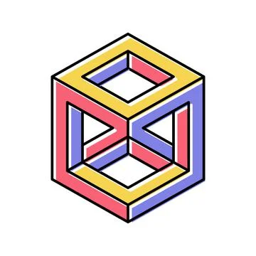 Cube impossible geometric shape color icon vector illustration 스톡 일러스트