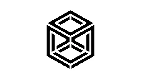 Cube impossible geometric shape glyph icon animation Stock Footage 224830668