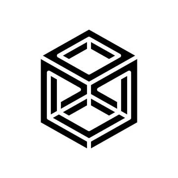 Cube impossible geometric shape glyph icon vector illustration 스톡 일러스트