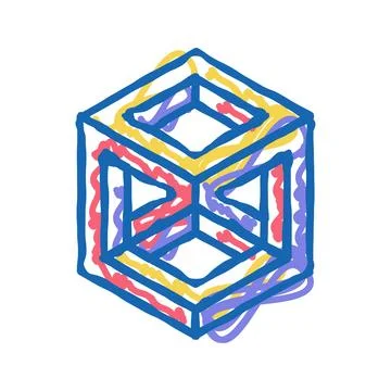 Cube impossible geometric shape icon doodle illustration イラスト素材