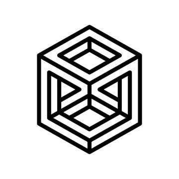 Cube impossible geometric shape line icon vector illustration 스톡 일러스트