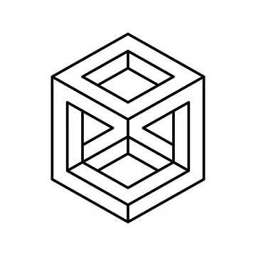 Cube impossible geometric shape line icon vector illustration Stock Illustration
