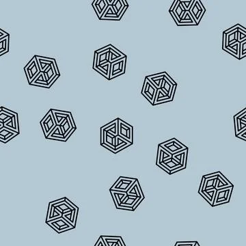 Cube impossible geometric shape line seamless pattern Stock Illustration