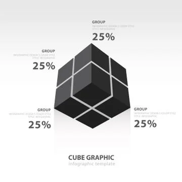Cube infographic template bottom view  black color balance Stock Illustration