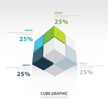 Cube infographic template bottom view Stock Illustration