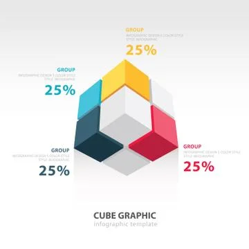 Cube infographic template bottom view Stock Illustration