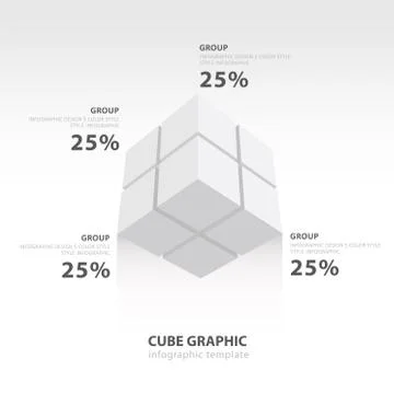 Cube infographic template view bottom view  white color balance Stock Illustration