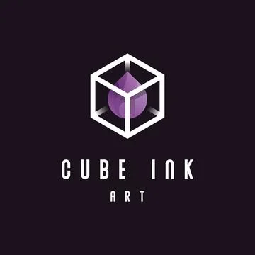 Cube Ink Art Logo Illustrazione stock