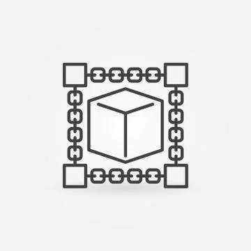 Cube inside blockchain. Block chain technology vector symbol Stock Illustration