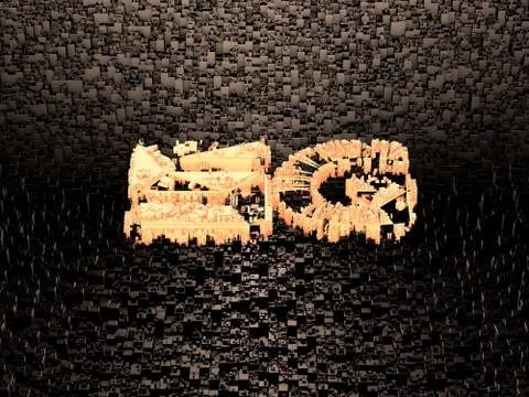 Cube intelligent data technology, 5G symbol Illustrazione stock