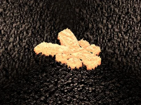 Cube intelligent data technology, RMB symbol Illustrazione stock