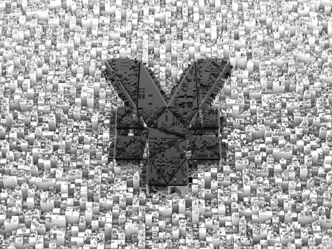 Cube intelligent data technology, RMB symbol Stock Illustration