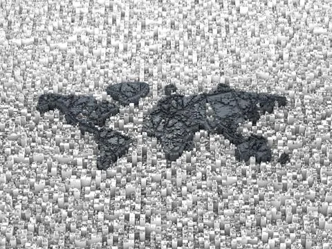 Cube intelligent data technology, world map symbol Illustrazione stock
