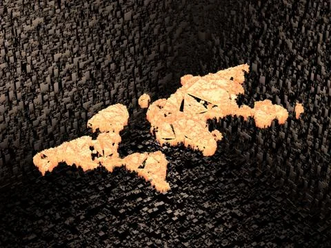 Cube intelligent data technology, world map symbol Illustrazione stock