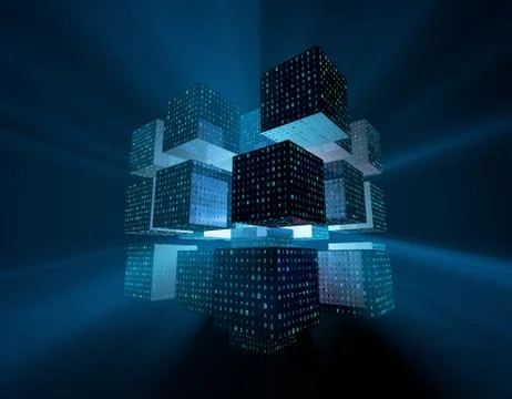 Cube Intelligent Technology, Binary Code, Network Program and Data イラスト素材