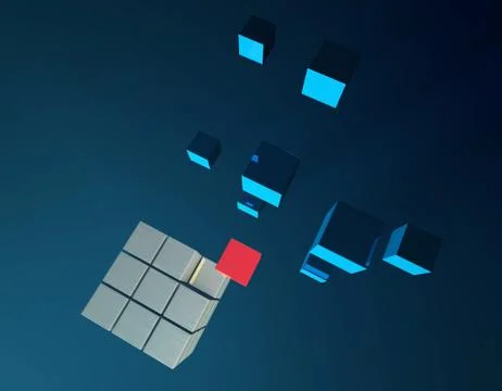 Cube intelligent technology, core elements, network programs and data Illustrazione stock