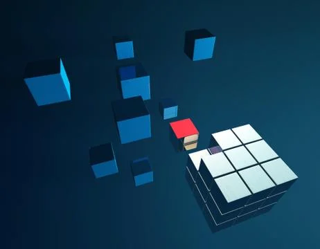 Cube intelligent technology, core elements, network programs and data Illustrazione stock