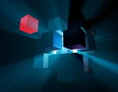 Cube intelligent technology, core elements, network programs and data Stock Illustration