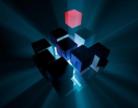 Cube intelligent technology, core elements, network programs and data Stock Illustration