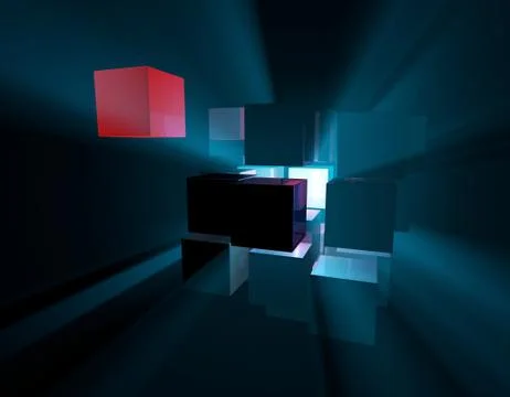 Cube intelligent technology, core elements, network programs and data Illustrazione stock
