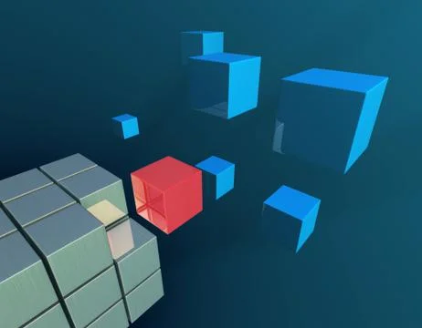 Cube intelligent technology, core elements, network programs and data Stock Illustration