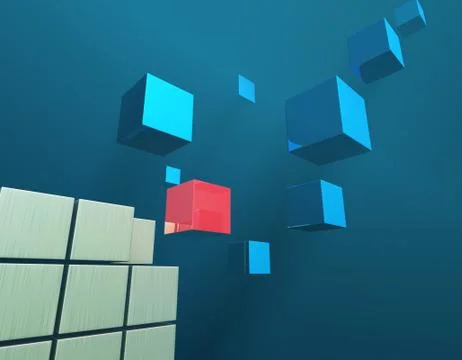 Cube intelligent technology, core elements, network programs and data Stock Illustration