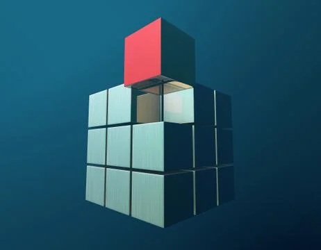 Cube intelligent technology, core elements, network programs and data 库存插图