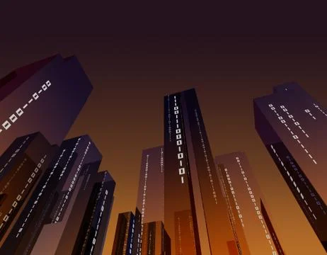 Cube intelligent technology, data storage and connection, server Stock Illustration