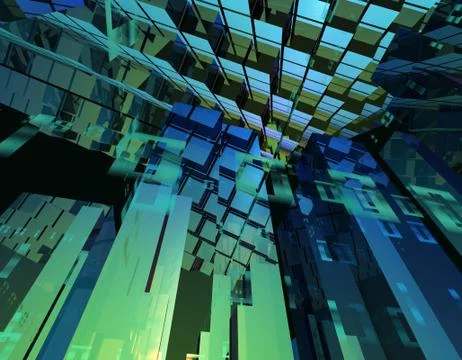 Cube intelligent technology, data storage and connection, server Stock Illustration