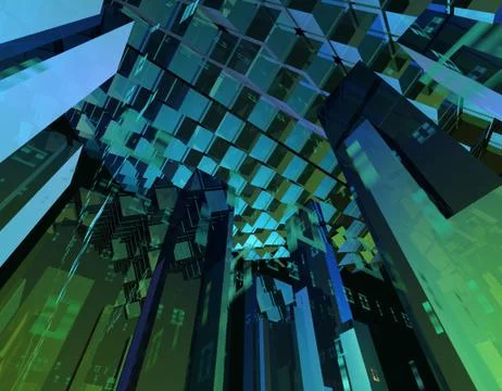 Cube intelligent technology, data storage and connection, server 스톡 일러스트