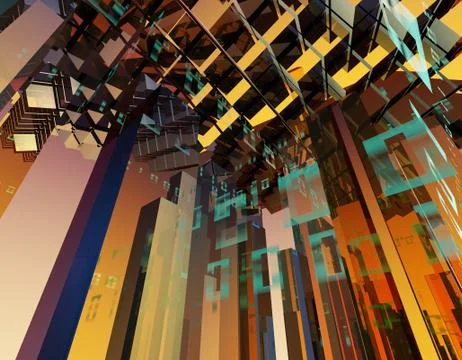 Cube intelligent technology, data storage and connection, server 스톡 일러스트