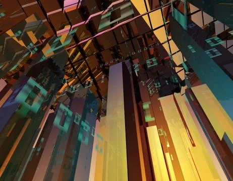 Cube intelligent technology, data storage and connection, server Stock Illustration