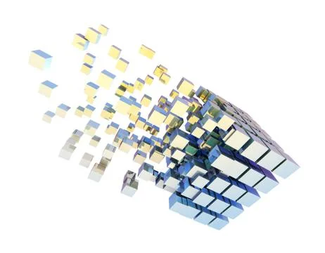 Cube Intelligent Technology, Network Program and Data Stock Illustration