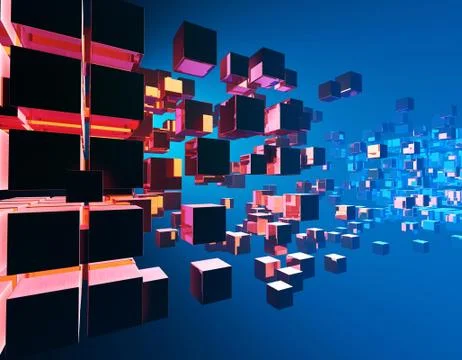 Cube Intelligent Technology, Network Program and Data Stock Illustration