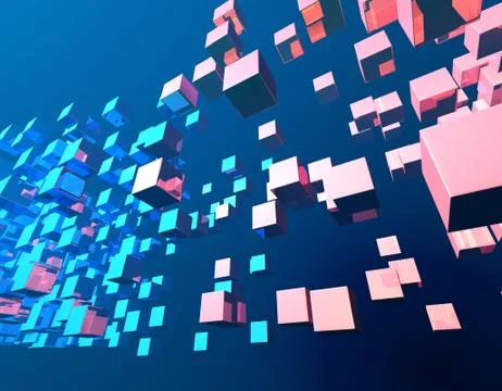 Cube Intelligent Technology, Network Program and Data Stock Illustration