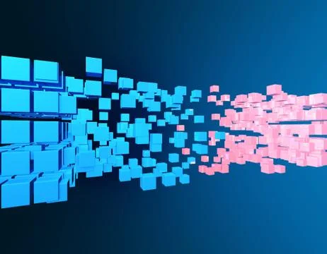 Cube Intelligent Technology, Network Program and Data Stock Illustration