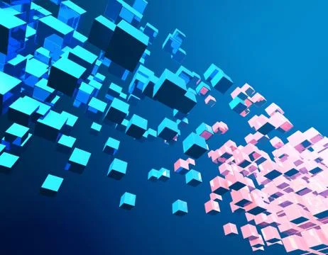 Cube Intelligent Technology, Network Program and Data Stock Illustration